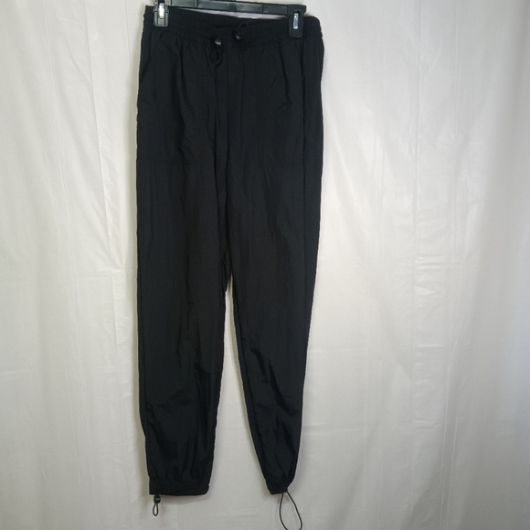 H&m Divided Women's High Waist Track Pants Black Drawstring Hem Size 8 Nwt - Picture 1 of 9